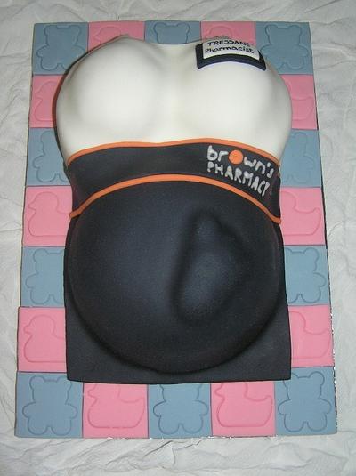 Pregnant tummy in work uniform - Cake by Barbora Cakes