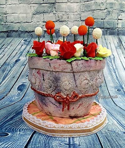 Rustic flower pot cake  - Cake by Garima rawat