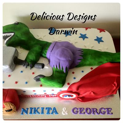 avengers v dinosaurs - Cake by Delicious Designs Darwin