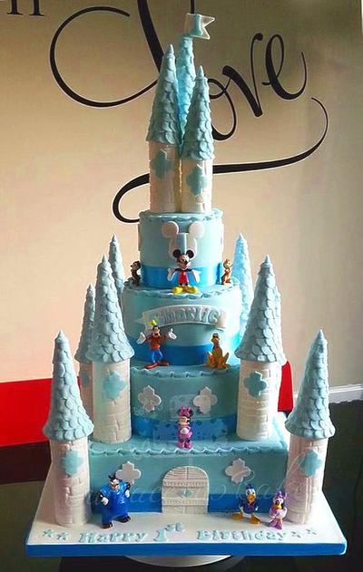 Mickey Mouse Blue Castle Cake  - Cake by CurvaceousBakes