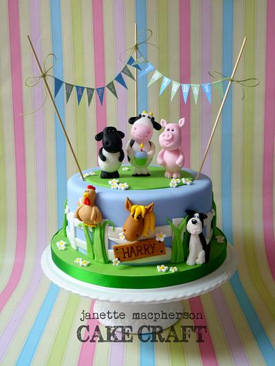 1st Birthday Farm Animals - Cake by Janette MacPherson Cake Craft