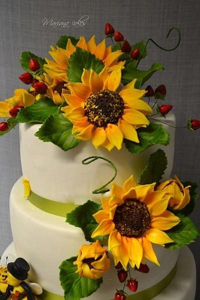 wedding sunflowers  cakes  - Cake by mariana