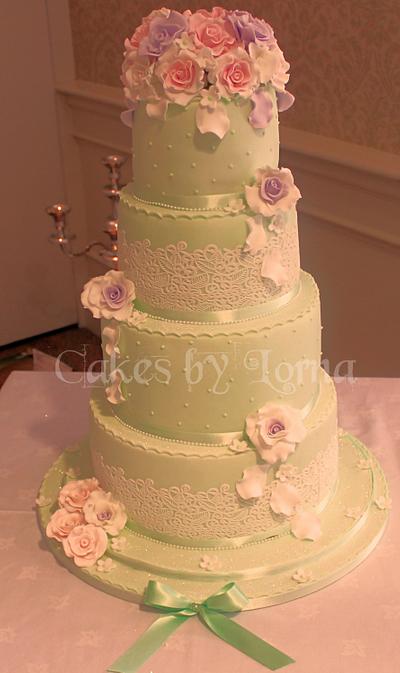 Vintage Rose Garden Wedding Cake Four Tier - Cake by Cakes by Lorna
