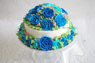 Blue themed fresh cream cake - Cake by Ashel sandeep