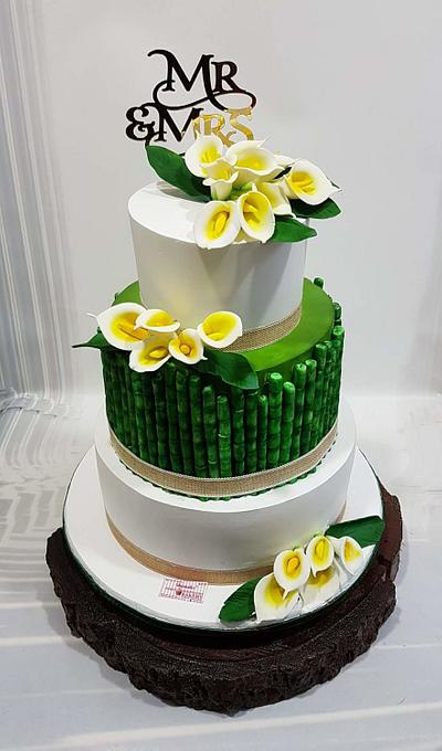 Bamboo Love with Calla Lilies  - Cake by Michelle's Sweet Temptation