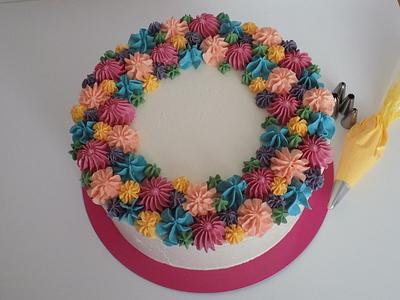 Open star tip birthday cake - Cake by Anna Augustyniak 