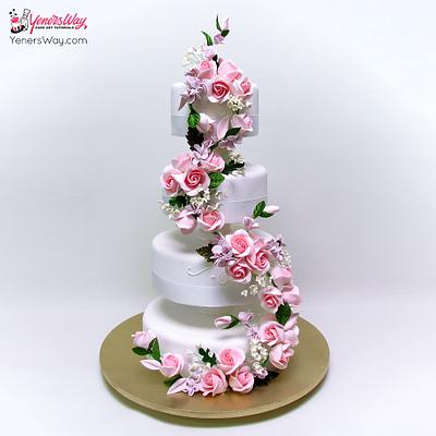 Cascading Floral Bouquet Wedding Cake - Cake by Serdar Yener | Yeners Way - Cake Art Tutorials