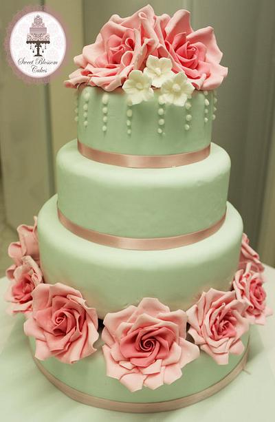 Romantic Rose Wedding Cake - Cake by Sweet Blossom Cakes