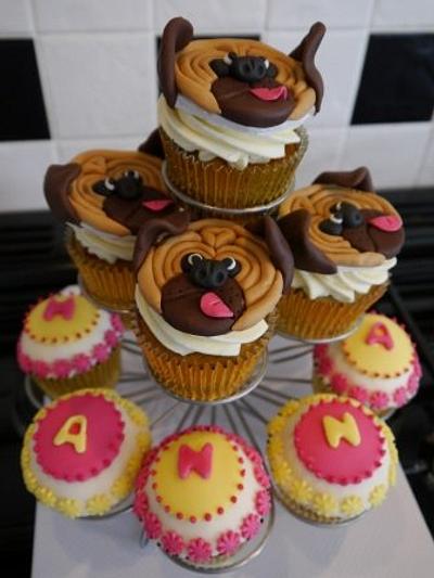 Pug dog cupcakes - Cake by Linda Anderson