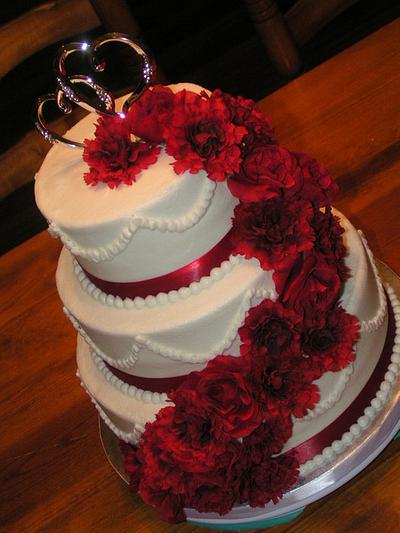 Crimson and White wedding - Cake by Cake Creations by Christy