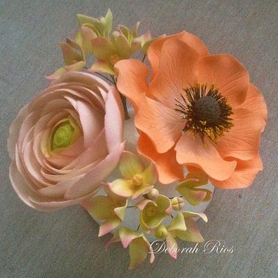 Ranunculus, anemone and hydrangeas - Cake by Sugared Inspirations by Debbie