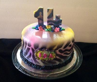 Rainbow zebra birthday cake - Cake by beth78148