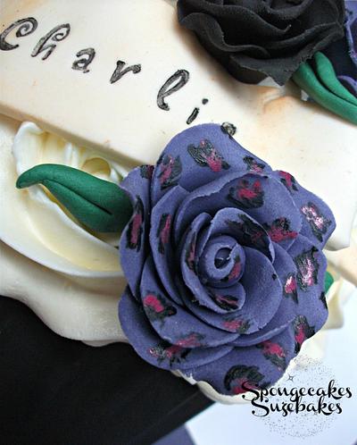 Hand Painted Leopard Print Skull & Roses Giant Cupcake - Cake by Spongecakes Suzebakes