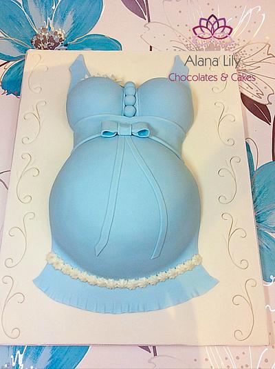 Blue Baby Bump Cake - Cake by Alana Lily Chocolates & Cakes