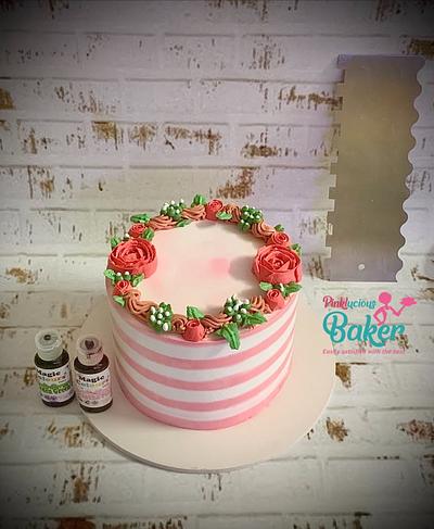 Floral wreath whipped cream cake  - Cake by Pinkle 