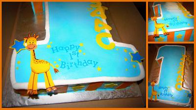 1st Birthday Baby Boy with giraffe - Cake by Day
