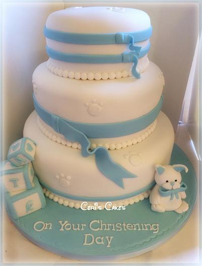 Baby boys Christening cake - Cake by Ceri's Cakes