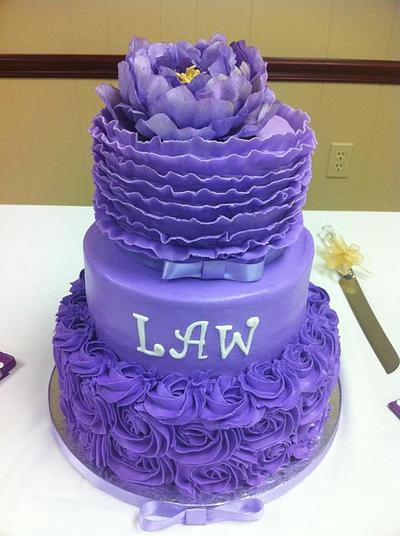 Purple ruffle and rose cake - Cake by Christie's Custom Creations(CCC)