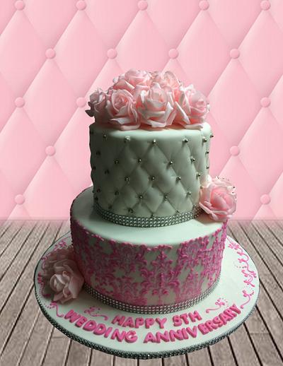 Pink & White Anniversary Cake - Cake by MsTreatz