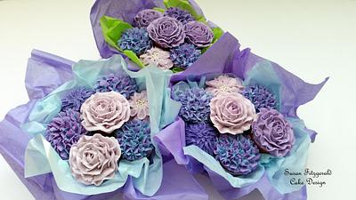 Cupcake Bouquet in Shades of Purple - Cake by Susan Fitzgerald Cake Design
