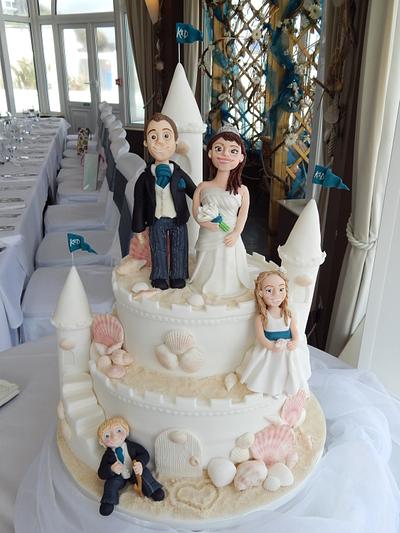 Castle Beach Themed Wedding Cake - Cake by Elizabeth Miles Cake Design