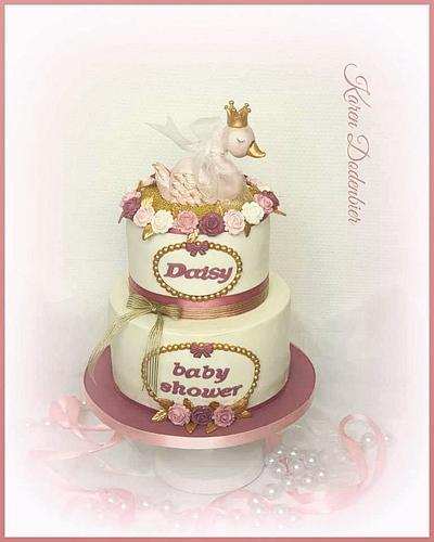 Swan baby shower cake - Cake by Karen Dodenbier