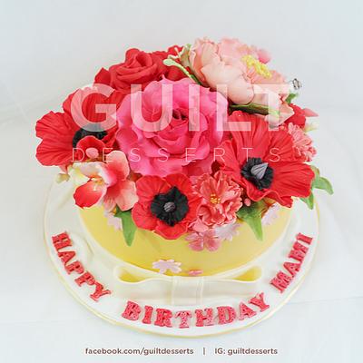 Red Bouquet Cake - Cake by Guilt Desserts