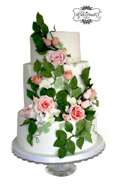 Rose Trellis Wedding Cake - Cake by Emma Waddington - Gifted Heart Cakes