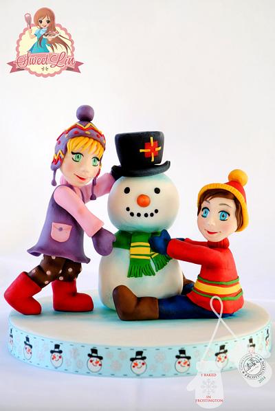 Children Building Snowman - Christmas in Frostington Collaboration 2014 - Cake by SweetLin