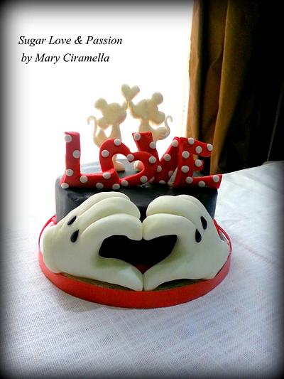 Minnie e Mickey love cake- San Valentine Disney - Cake by Mary Ciaramella (Sugar Love & Passion)