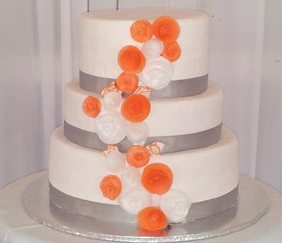 Wedding Cake with Wafer Paper Roses  - Cake by Zaafirah Adams  - Zee's Cake Corner 