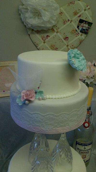 Modern vintage wedding cake  - Cake by cupcakes of salisbury