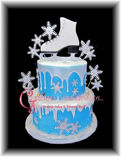 Ice Skate & Snowflake themed birthday cake - Cake by Geelicious Confections