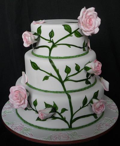 Dusted Pink Roses - Cake by Cindy Underwood