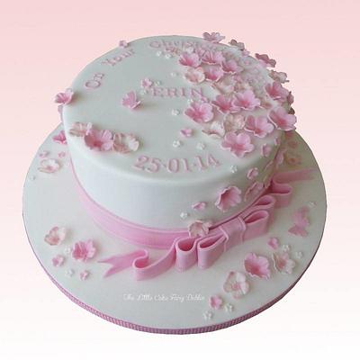 Floral Cascade Christening cake - Cake by Little Cake Fairy Dublin