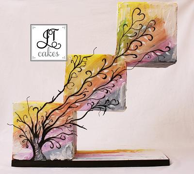 Abstract Gravity defying cake - Cake by JT Cakes