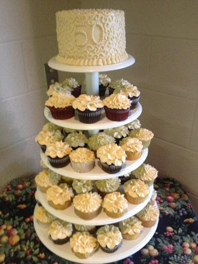 50th Anniversary Cupcake Tower - Cake by Cakebuddies