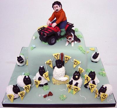 Farmer on his Quad Bike with his trusty dog and those pesky sheep!! - Cake by Wayne