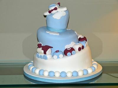 Topsy Turvy Plane and Train Cake - Cake by Angel Cake Design