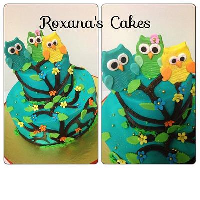 Owl Themed Baby Shower Cake - Cake by Roxana