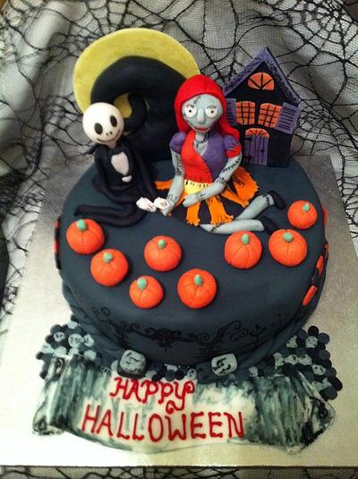 Jack Skeleton and Sally - Cake by Lesley Southam