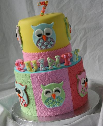 Owls and pastels - Cake by Tamara