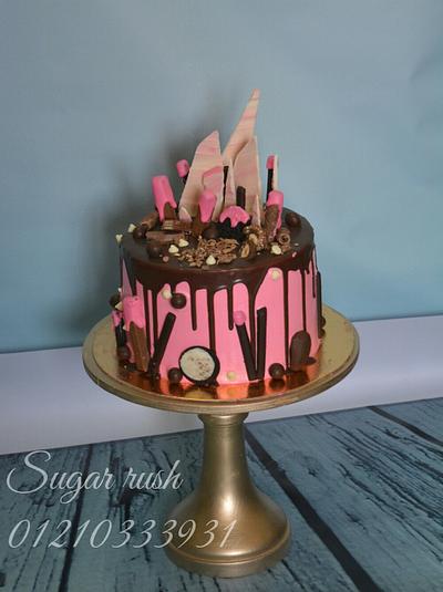 Pink drip cake  - Cake by Sara Mohamed