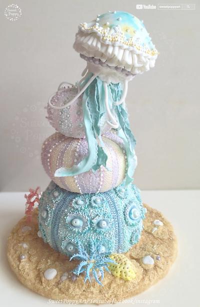 Jellyfish and Echinus (Sea Urchin) - Cake by SweetPoppyArt