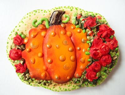 Pumpkin with Roses - Cake by Iliana Petrova