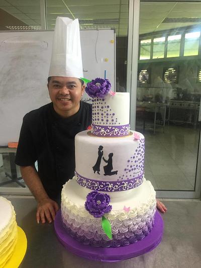 wedding cake ombre in purple color - Cake by Feber Johannes Pasaribu