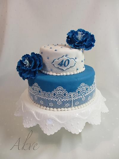 Blue with lace - Cake by akve