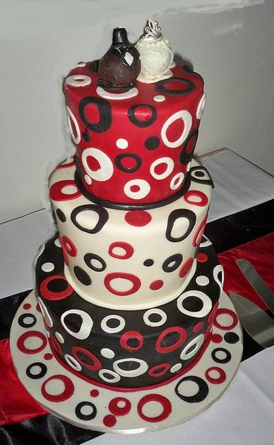 red and black topsy turvey wedding cake - Cake by elisabethscakes