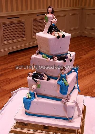 Drunken Bridal Party Wedding Cake  - Cake by Scrumptious Cakes