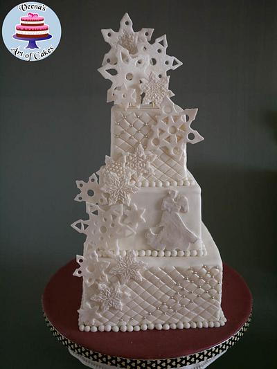 Snowflake Wedding Cake - Cake by Veenas Art of Cakes 